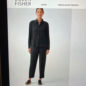 Like New Eileen Fisher Silk Georgette Crepe Tapered Pant - L